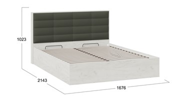 Кровать спальная с подъемным механизмом Агата тип 1 (Дуб крафт белый, Велюр Серый) в Нижнем Новгороде - предосмотр 4