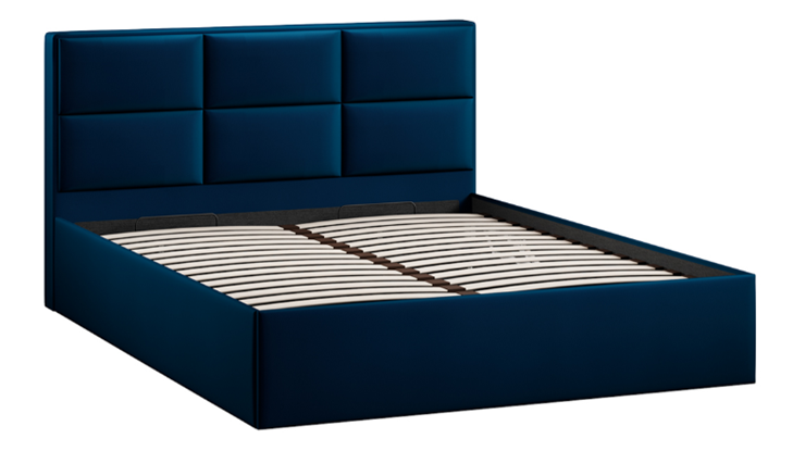 Кровать в спальню с подъемным механизмом с заглушиной Стелла тип 1 (Велюр Confetti Blue) в Нижнем Новгороде - изображение 1