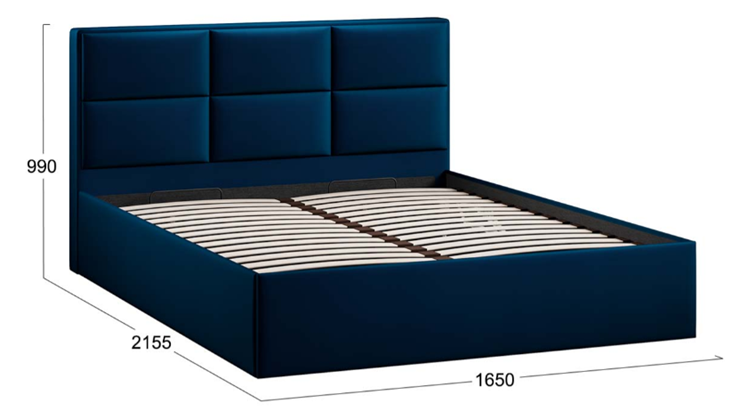 Кровать в спальню с подъемным механизмом с заглушиной Стелла тип 1 (Велюр Confetti Blue) в Нижнем Новгороде - изображение 3