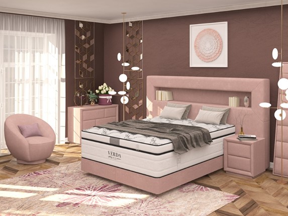 Кровать спальная Smart/Podium M 160х200, Флок (Велсофт Винтажный розовый) в Нижнем Новгороде - изображение