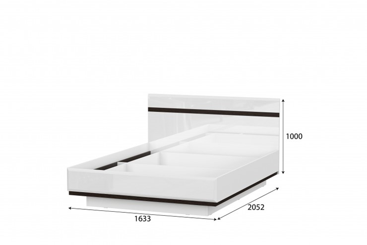 Двуспальная кровать Соло универсальная 1,6х2,0, белый/белый глянец/венге в Нижнем Новгороде - изображение 1