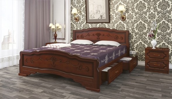 Кровать с выкатными ящиками Карина-6 (Орех) 160х200 в Нижнем Новгороде - изображение