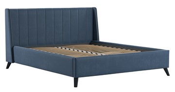 Двуспальная кровать с механизмом Мелисса 160,арт. Тори 83 велюр (серо-синий) + кроватное дно в Нижнем Новгороде - предосмотр 1