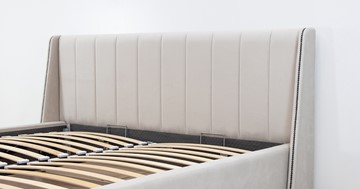 Кровать с подъемным механизмом Мелисса 160,арт. Тори 56 велюр (светло-бежевый) + кроватное дно в Нижнем Новгороде - предосмотр 9