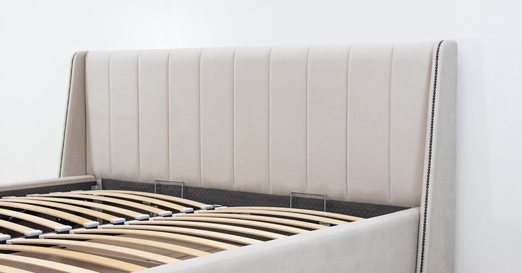 Кровать с подъемным механизмом Мелисса 160,арт. Тори 56 велюр (светло-бежевый) + кроватное дно в Нижнем Новгороде - изображение 9