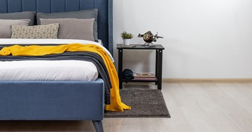 Двуспальная кровать с механизмом Мелисса 160,арт. Тори 83 велюр (серо-синий) + кроватное дно в Нижнем Новгороде - предосмотр 4