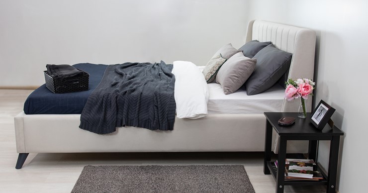 Двуспальная кровать с механизмом Мелисса 180,арт. Тори 56 велюр (светло-бежевый) + кроватное дно в Нижнем Новгороде - изображение 5