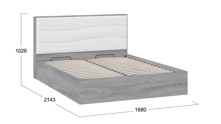 Кровать с подъемным механизмом Миранда тип 1 (Дуб Гамильтон/Белый глянец) в Нижнем Новгороде - изображение 1