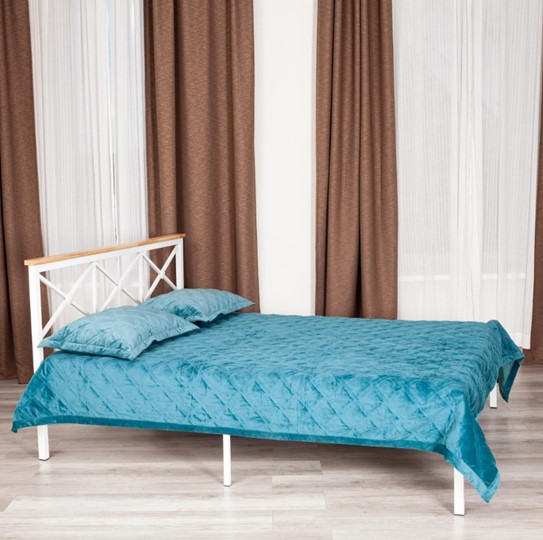 Кровать с основанием Iris (mod.9311) дерево гевея/металл, 160*200 см (Queen bed), Белый (White) в Нижнем Новгороде - изображение 9