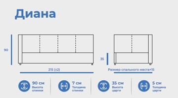 Диван-кровать Диана 80х200 с подъемным механизмом в Нижнем Новгороде - предосмотр 2