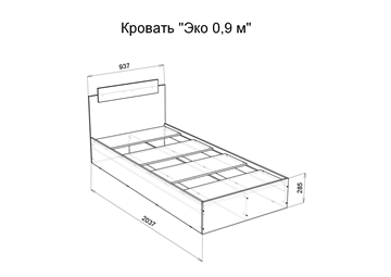 Спальная кровать Эко 900 ЛДСП, Венге/Сосна в Нижнем Новгороде - предосмотр 1