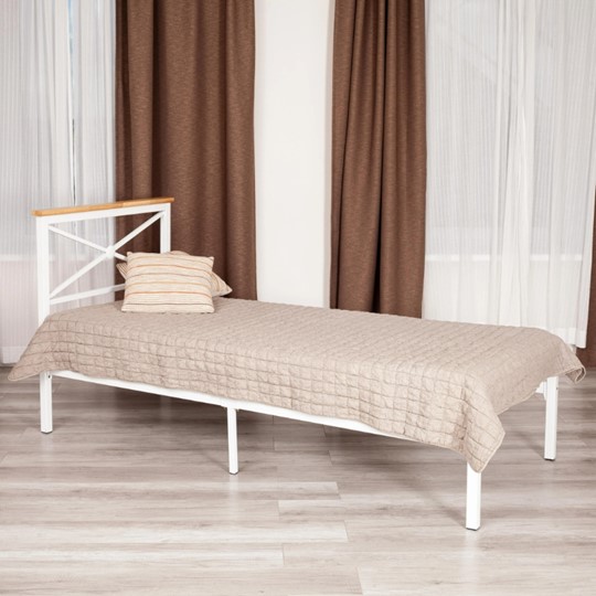 Односпальная кровать Iris (mod.9311) дерево гевея/металл, 90*200 см (Single bed), Белый (White) в Нижнем Новгороде - изображение 8