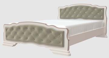 Кровать полутороспальная Карина-10 (Дуб Молочный, светлая обивка) 140х200 в Нижнем Новгороде