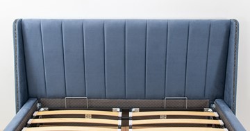Полуторная кровать Мелисса 140, арт. Тори 83 велюр (серо-синий) + кроватное дно в Нижнем Новгороде - предосмотр 8