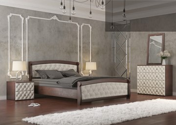 Кровать 2-х спальная Магнат 160*200 с основанием, мягкие спинки в Нижнем Новгороде - предосмотр
