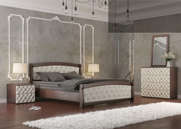 Кровать 2-х спальная Магнат 160*200 с основанием, мягкие спинки в Нижнем Новгороде - изображение