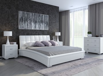 Спальная кровать Corso-1L 160x200, Экокожа (Белый) в Нижнем Новгороде