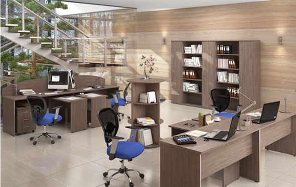 Комплект офисной мебели IMAGO книжные шкафы, 4 рабочих места в Нижнем Новгороде - изображение