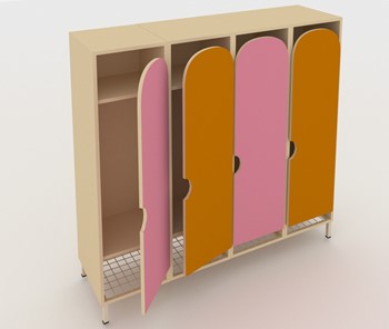 Распашной детский шкаф ШГС4 Беж + Розовый + Оранжевый в Нижнем Новгороде