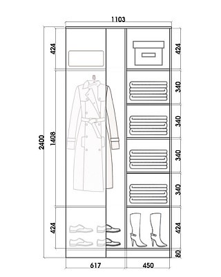 Детский угловой шкаф-купе Хит-У-24-4-77-29, Панда, Белый в Нижнем Новгороде - изображение 2