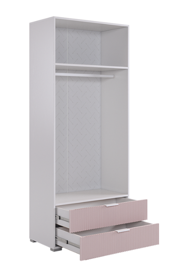 Шкаф двухдверный с ящиками Зефир 108.01 (белое дерево/пудра розовая (эмаль)) в Нижнем Новгороде - изображение 2