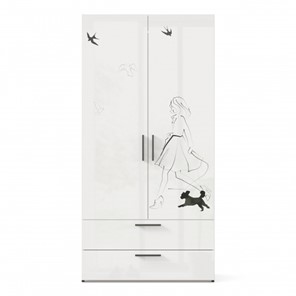 Шкаф 2х-дверный комбинированный Джоли ЛД 535.040, Серый шелк в Нижнем Новгороде - предосмотр 1