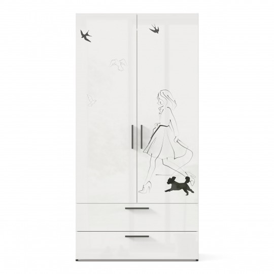 Шкаф 2х-дверный комбинированный Джоли ЛД 535.040, Серый шелк в Нижнем Новгороде - изображение 1