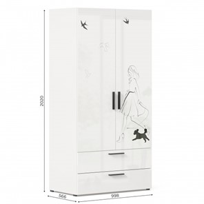 Шкаф 2х-дверный комбинированный Джоли ЛД 535.040, Серый шелк в Нижнем Новгороде - предосмотр 3