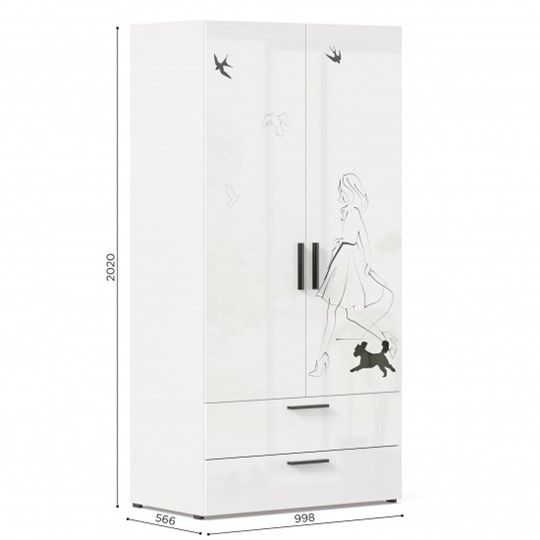 Шкаф 2х-дверный комбинированный Джоли ЛД 535.040, Серый шелк в Нижнем Новгороде - изображение 3