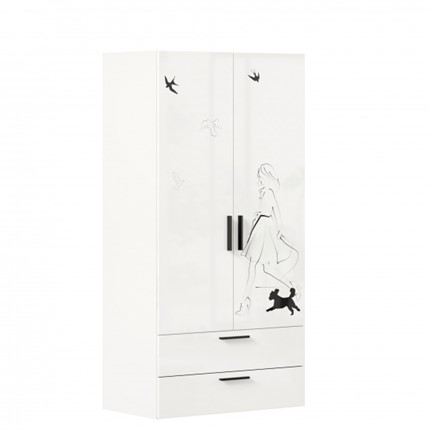 Шкаф 2х-дверный комбинированный Джоли ЛД 535.040, Серый шелк в Нижнем Новгороде - изображение