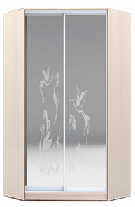 Угловой шкаф 2200х1103, ХИТ У-22-4-66-03, колибри, 2 зеркала, дуб млечный в Нижнем Новгороде