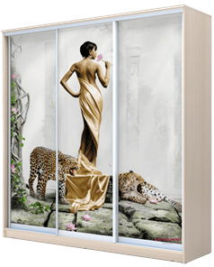 Шкаф 3-х дверный 2200х2000х620, Девушка с леопардом ХИТ 22-20-777-03 Дуб Млечный в Нижнем Новгороде