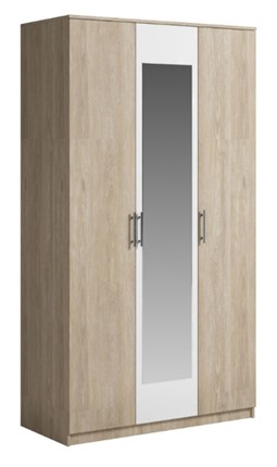 Шкаф 3 двери Светлана, с зеркалом, белый/дуб сонома в Нижнем Новгороде - изображение