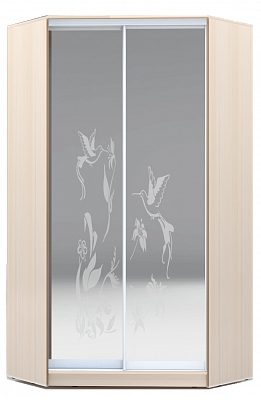 Угловой шкаф 2300х1103, ХИТ У-23-4-66-03, колибри, 2 зеркала, дуб млечный в Нижнем Новгороде - изображение