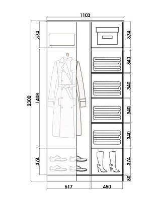 Угловой шкаф-купе с двумя зеркалами, ХИТ У-24-4-55, Ясень анкор светлый в Нижнем Новгороде - изображение 2