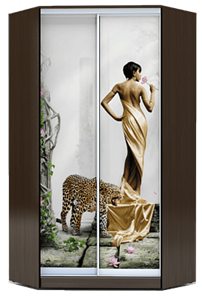 Угловой шкаф 2400х1103, ХИТ У-24-4-77-03, Девушка с леопардом, венге в Нижнем Новгороде - предосмотр