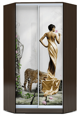 Угловой шкаф 2400х1103, ХИТ У-24-4-77-03, Девушка с леопардом, венге в Нижнем Новгороде - изображение