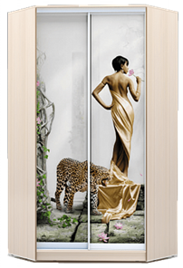 Шкаф 2300х1103, ХИТ У-23-4-77-03, Девушка с леопардом, дуб млечный в Нижнем Новгороде