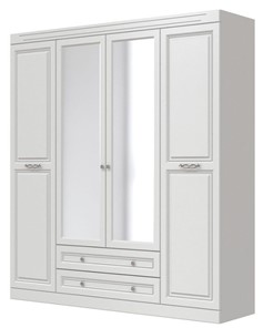 Шкаф четырехдверный в спальню Олимп ШР-4 (Белый) 2 зеркала в Нижнем Новгороде - предосмотр