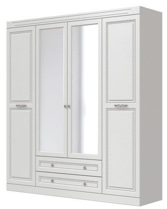 Шкаф четырехдверный в спальню Олимп ШР-4 (Белый) 2 зеркала в Нижнем Новгороде - изображение