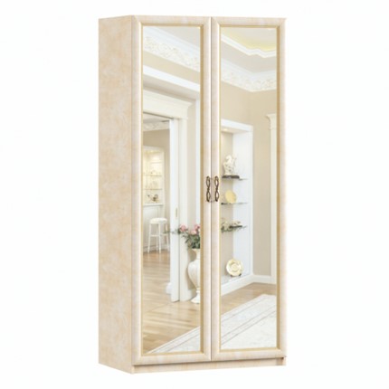 Шкаф 2х-дверный Александрия с зеркалами ЛД 625.052, Рустика/Кожа Ленто в Нижнем Новгороде - изображение