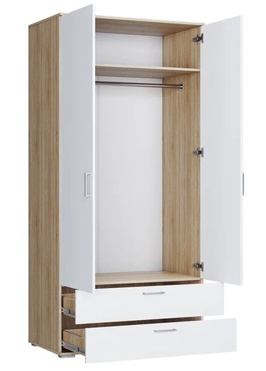 Шкаф в спальню ШР-2/1 с ящиками Лайт Дуб сонома / Белый в Нижнем Новгороде - изображение 1