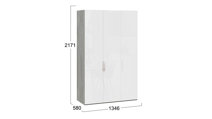 Шкаф для одежды Эмбер СМ-348.07.008 (Дуб Гамильтон/Белый глянец) в Нижнем Новгороде - изображение 1