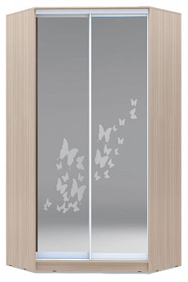 Шкаф угловой 2200х1103, ХИТ У-22-4-66-05, бабочки, 2 зеркала, шимо светлый в Нижнем Новгороде - изображение