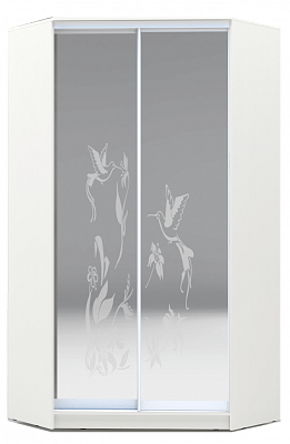 Угловой шкаф 2200х1103, ХИТ У-22-4-66-03, колибри, 2 зеркала, белая шагрень в Нижнем Новгороде - изображение