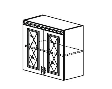 Кухонный шкаф Веста настенный двухдверный с полкой со вставкой из стекла 718*800*323мм в Нижнем Новгороде - предосмотр