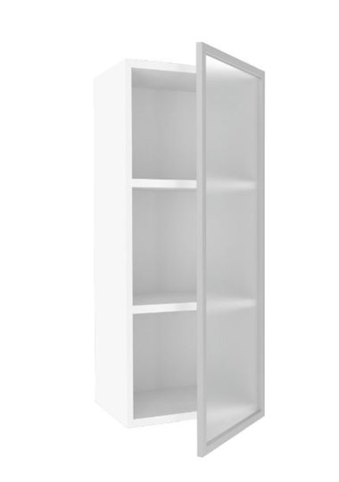 Кухонный высокий шкаф 400 Шервуд, со стеклом правый ЛД 281.422.000.122, белый/серый в Нижнем Новгороде - изображение 1