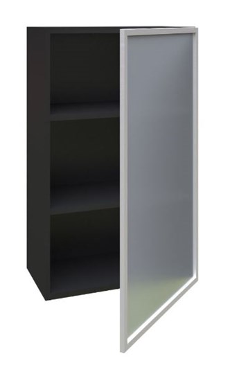 Шкаф кухонный высокий 600, Шервуд, со стеклом правый ЛД 281.452.000.039, серый/черный в Нижнем Новгороде - изображение 1