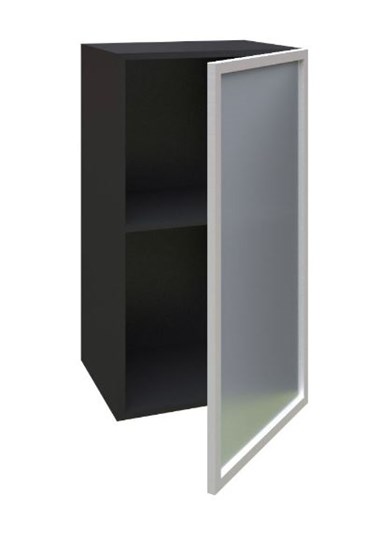 Кухонный шкаф 400 Шервуд, со стеклом правый ЛД 281.322.000.023, серый/черный в Нижнем Новгороде - изображение 1