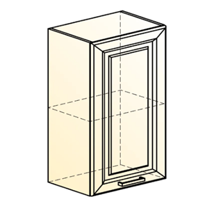 Шкаф кухонный Атланта L450 Н720 (1 дв. гл.) эмаль (белый/белый глянец патина золото) в Нижнем Новгороде - предосмотр 1
